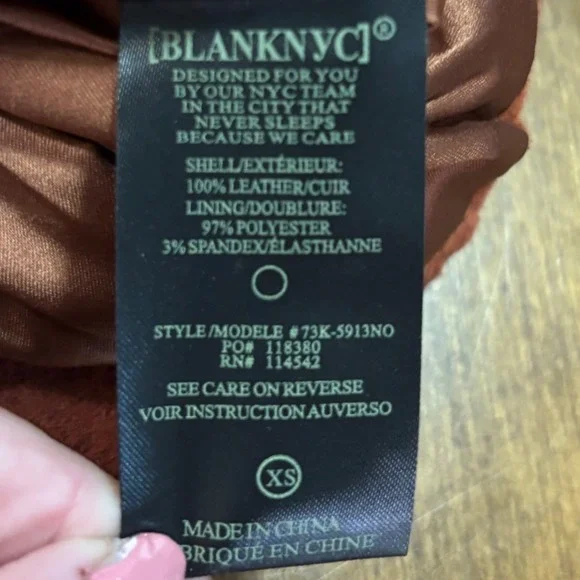 Blank NYC XS Rust Suede Leather Moto‎ Biker Jacket Zip Up Belted Womens NWT - Picture 6 of 13